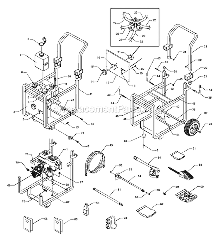 Page B Diagram and Parts List for 1579-0  Briggs and Stratton Pressure Washer